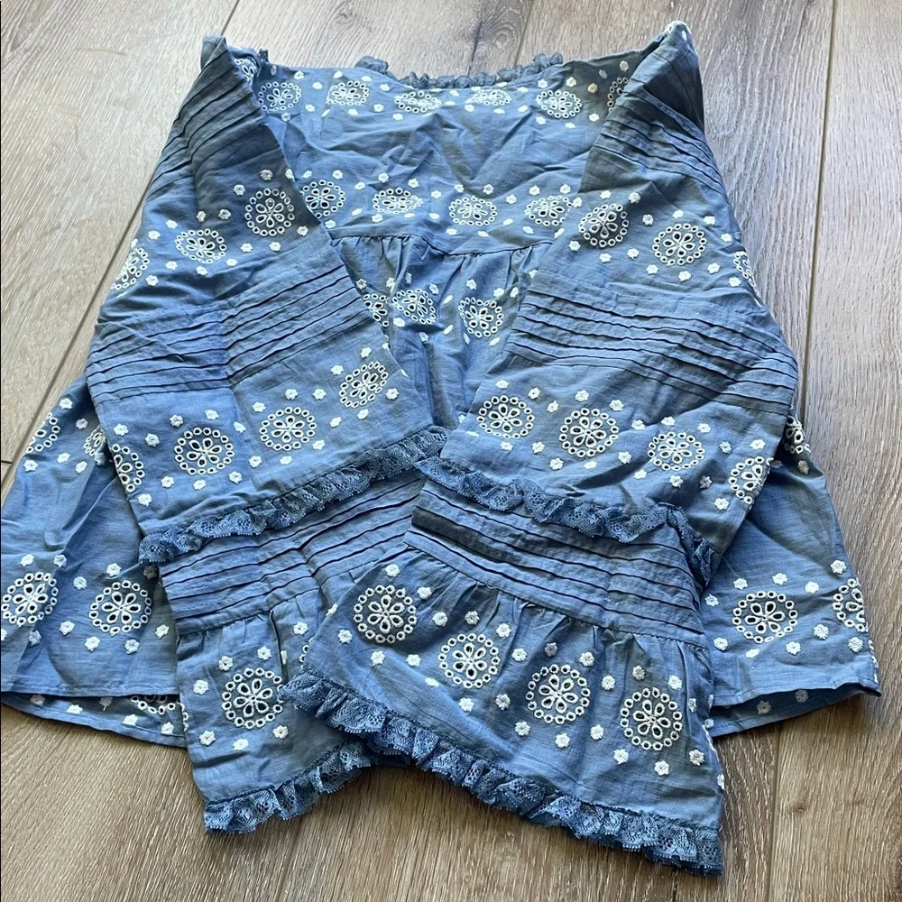 Sezane Nele embroidered vintage ruffle blue cropped shirt. NWT!! - Picture 14 of 16